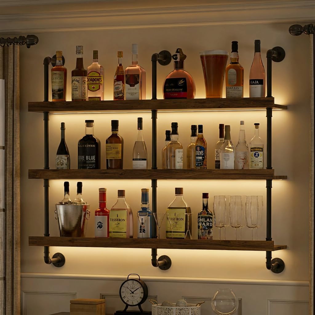 Commercial Kitchen Lights - Wall Mounted Wine Rack With LED
