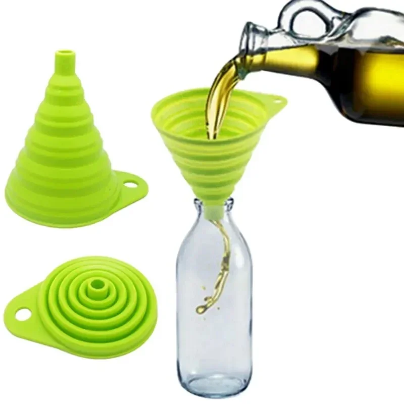 Commercial Kitchen Oil Filter - 1/4PCS Silicone Collapsible Funnel Foldable Kitchen
