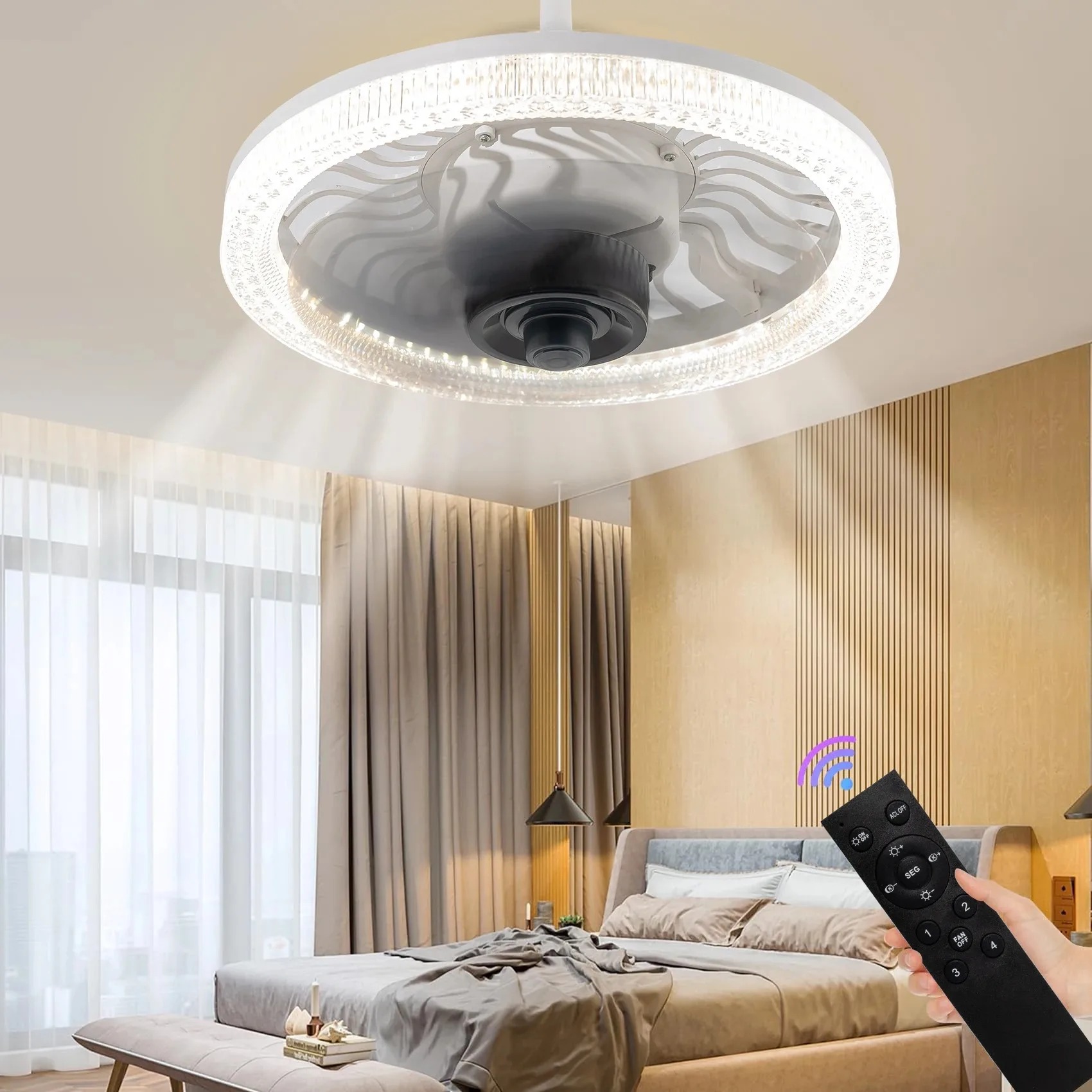 Smart LED Ceiling Fan Light wi - Commercial Kitchen Lights 评论和价格