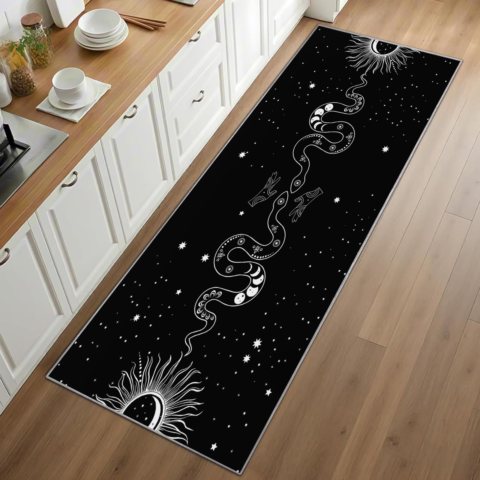 Gothic Snake Runner Rug Black  - Commercial Kitchen Background 评论和价格
