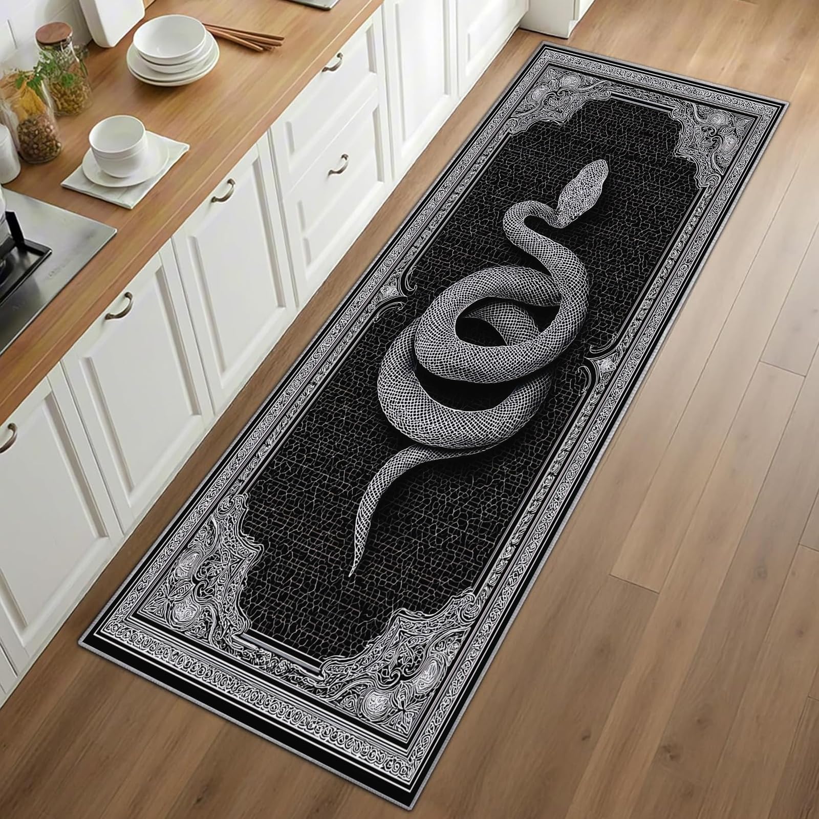 Gothic Snake Runner Rug Black  - Commercial Kitchen Background 评论和价格