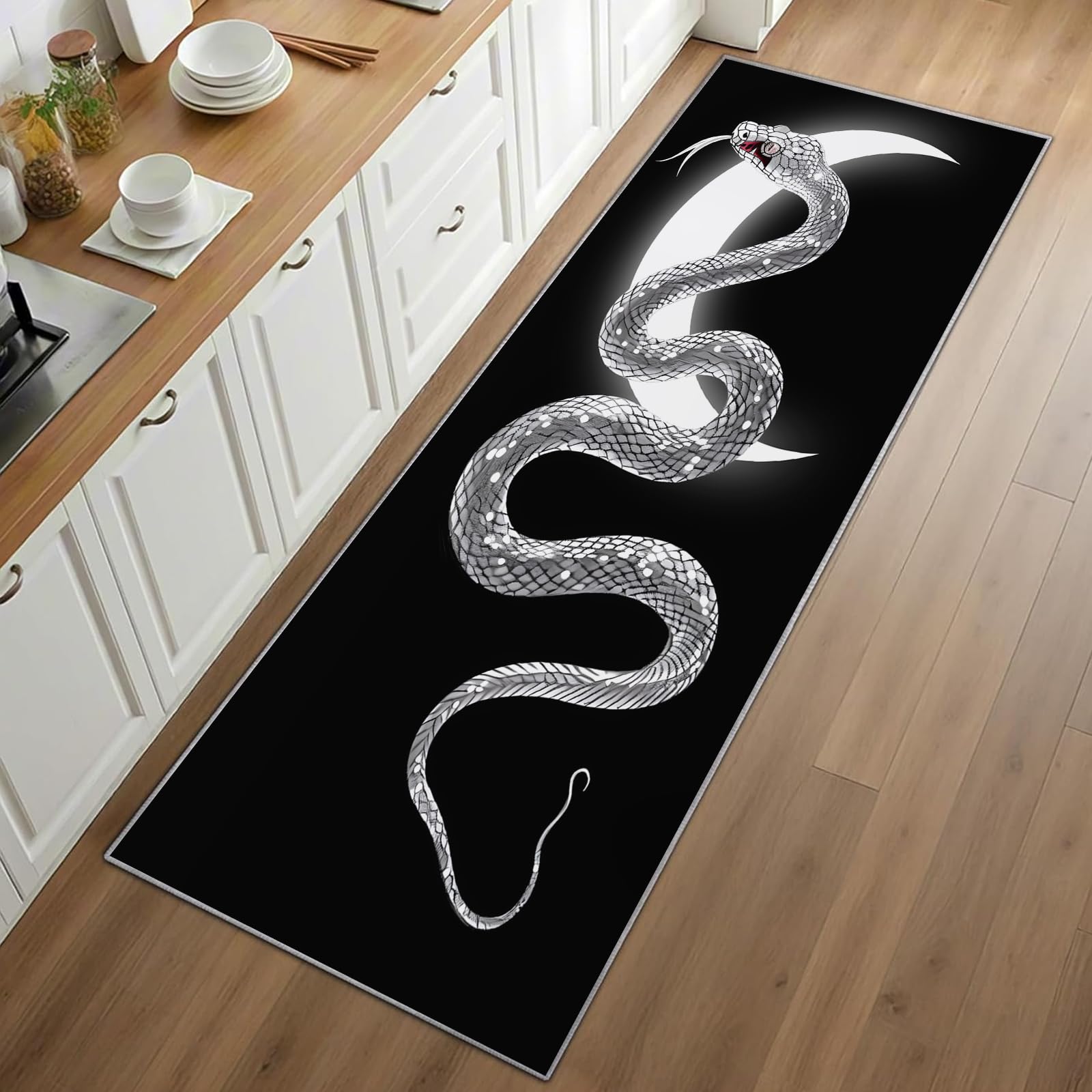 Gothic Snake Runner Rug Black  - Commercial Kitchen Background 评论和价格
