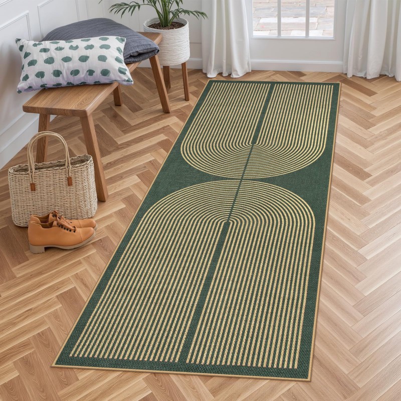 Art Deco Runner Rug Green Back - Commercial Kitchen Background 评论和价格