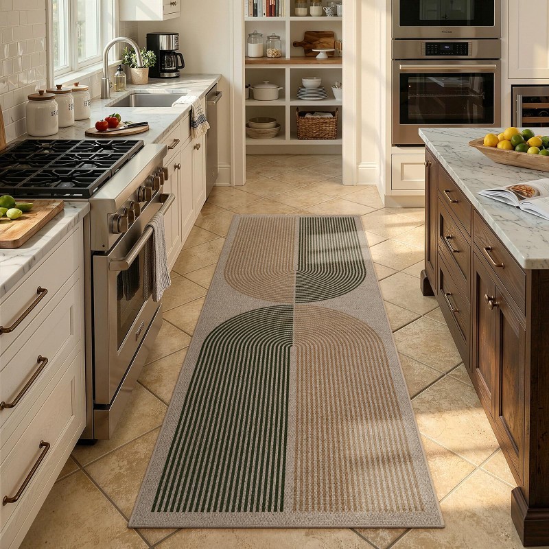 Art Deco Runner Rug Green Back - Commercial Kitchen Background 评论和价格