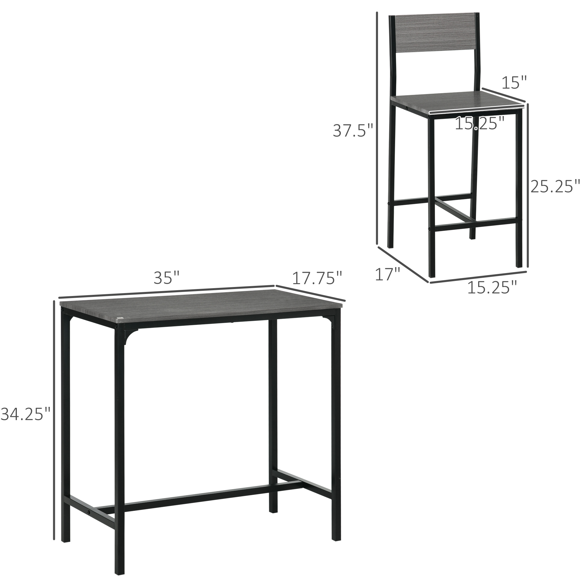 3 Piece Bar Table and Chairs,  - Commercial Kitchen Small Space 评论和价格