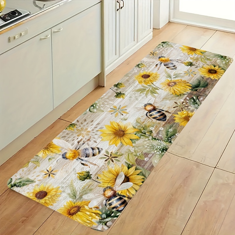 Watercolor Sunflower Bee Long  - Commercial Kitchen Background 评论和价格