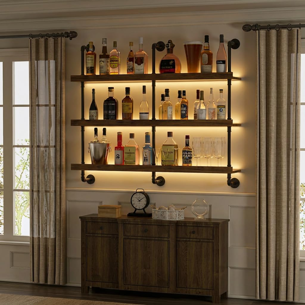 Wall Mounted Wine Rack With LE - Commercial Kitchen Lights 评论和价格