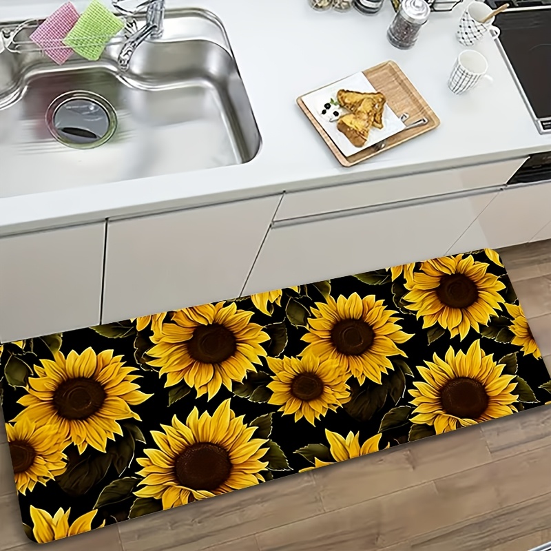 Bold Yellow Sunflower Black Ba - Commercial Kitchen Background 评论和价格