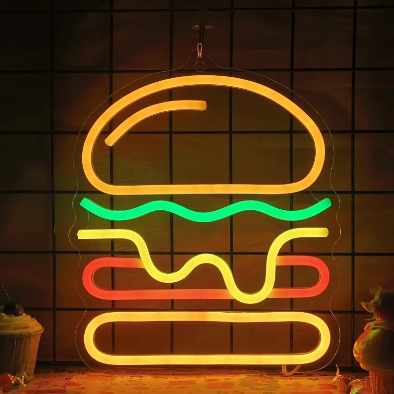 Burger Neon Sign with Layered  - Commercial Kitchen Ideas 评论和价格