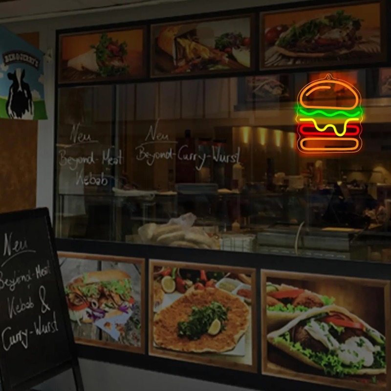 Burger Neon Sign with Layered  - Commercial Kitchen Ideas 评论和价格