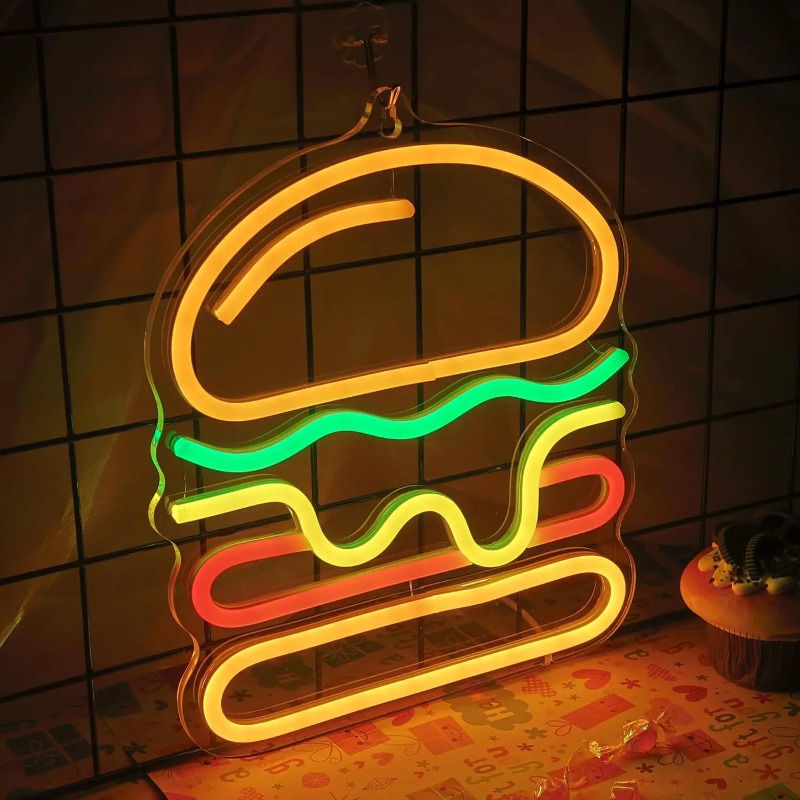 Burger Neon Sign with Layered  - Commercial Kitchen Ideas 评论和价格